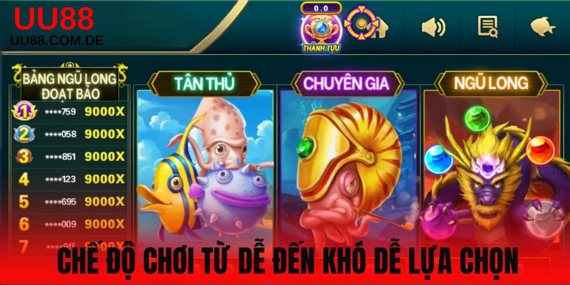 Chơi bắn cá UU88 đỉnh cao với nhiều cấp độ