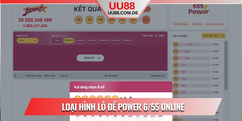 Loại hình lô đề Power 6/55 online